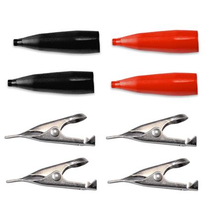 010006 - Set of 4 Steel Alligator Clips with PVC Insulators (Pack of 25)