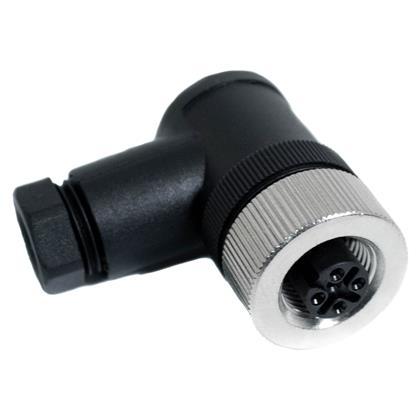 BU-12ZU26-PG7 - IP67 5-Position M12 Right Angle Connector for 22-26AWG (Pack of 6)