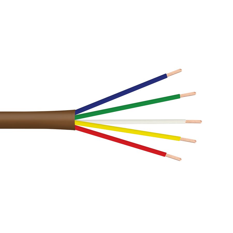 18/5T-500 5C/18 AWG SOLID THERMOSTAT CABLE, PVC – BROWN – 500 FT SPOOL
