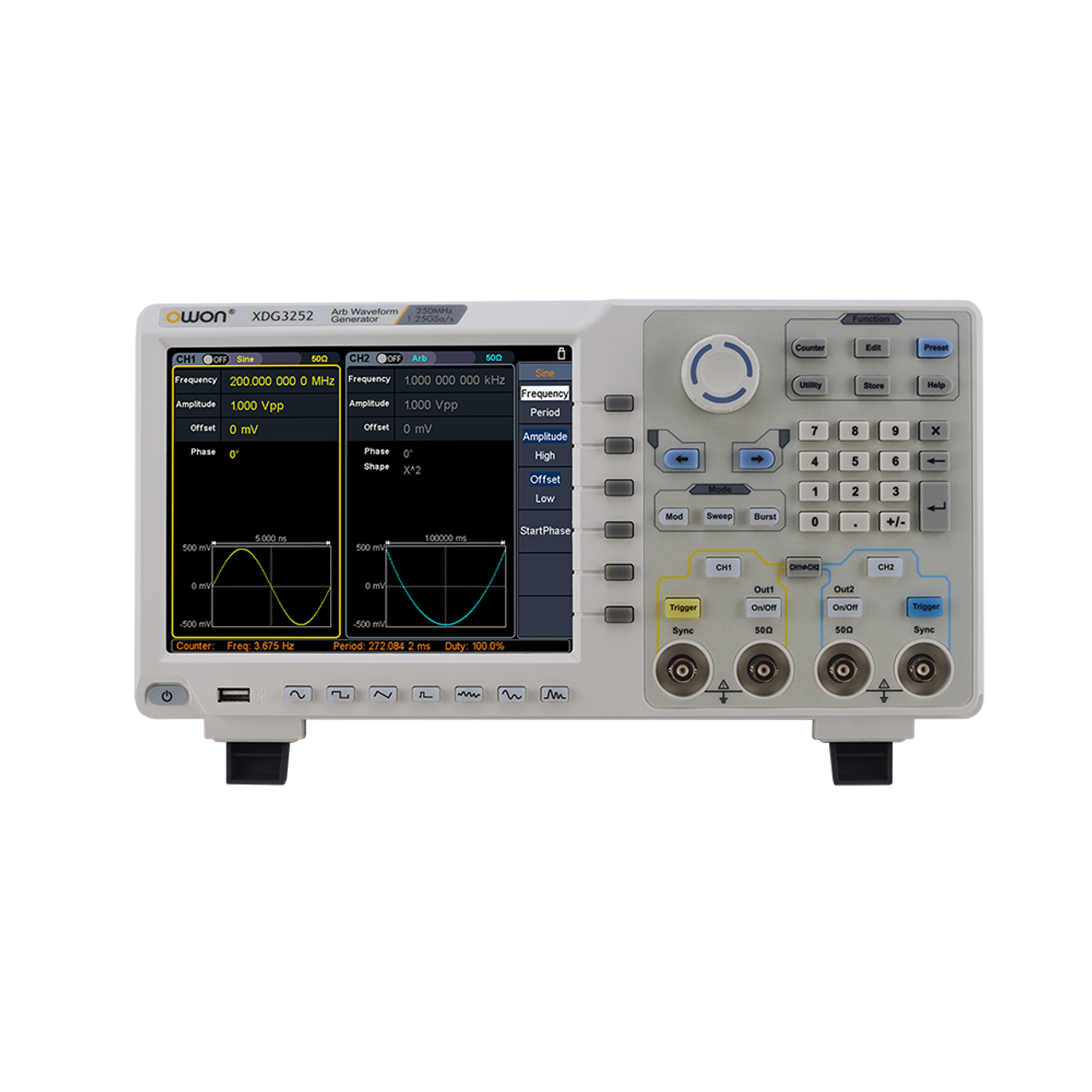 XDG3202 OWON 2-CH 200MHz Arbitrary Waveform Generator