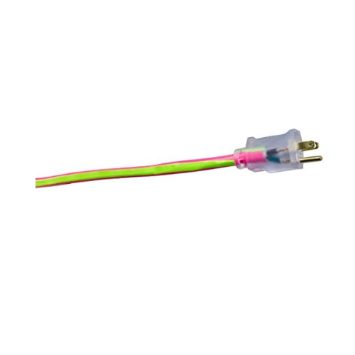100' FT 12/3 SJTW Cool Pink and Lime Green Outdoor Extension Cord With Power Light Indicator 2549SW0077 (Pack of 4)