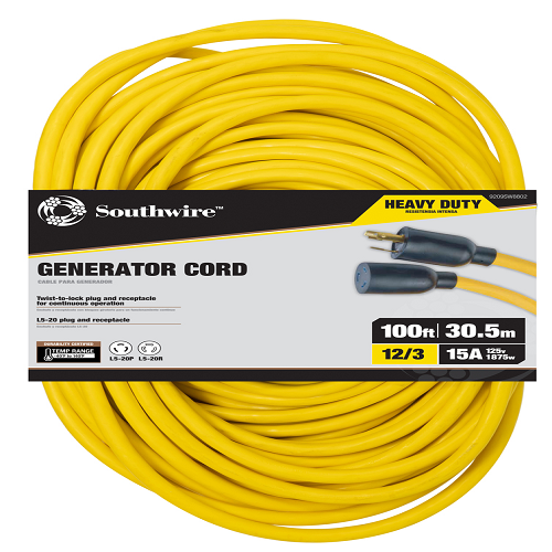 100' Ft 12/3 SJTW Yellow Extension Cord Nema Outdoor Twist-to-lock 9209SW8802 (Pack Of 4)