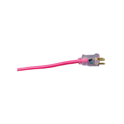 50' Ft 12/3 SJTW Cool Pink Outdoor Extension Cord with Power Light Indicator 2578SW000A (Pack of 8)