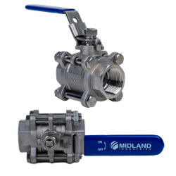 949277 - 2-in FPT x FPT 3-Piece Stainless Steel Ball Valve, 1000 psi, 4.88 in Length