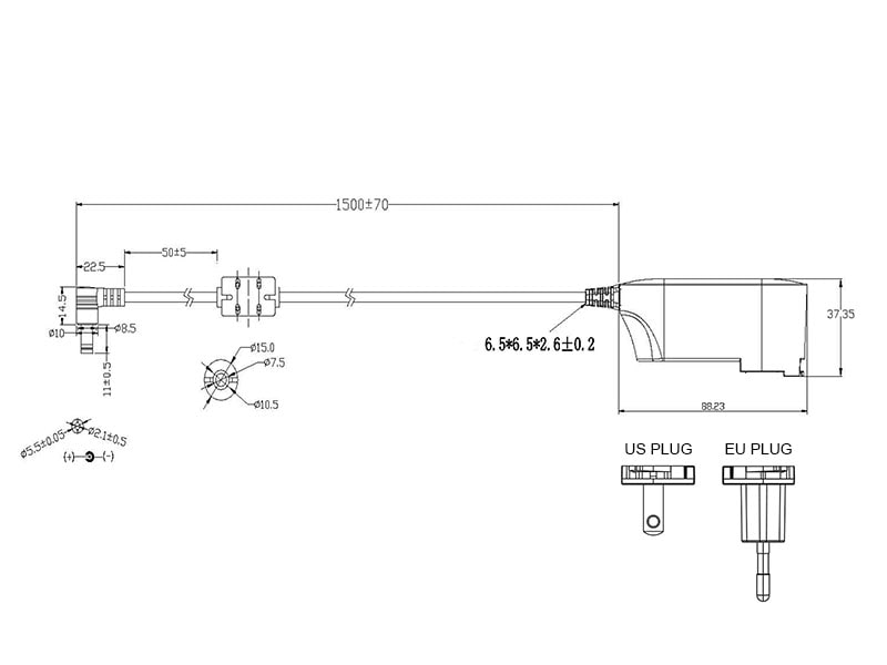 Xenarc AC Power Adaptor for All Xenarc 7" to 18" Rugged Display Monitors - 12V DC Output - US Plug