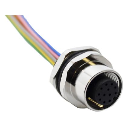 AI-T00212 - 0.5M M12 Female Receptacle with 24 AWG Wire (Pack of 7)