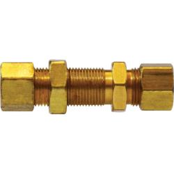 18093 - 1/2 in Compression Brass Bulkhead Union Fitting, 2.01 in Length, 150 psi Pressure Rating