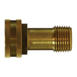30049 - Brass Straight Swivel Adapter 3/4" FGH x 1/2" MNPTF, 2.06" Length, 0.87" Hex