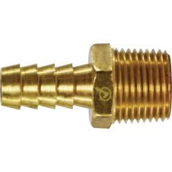 707001-0608 - 3/8 in Hose Barbed x 1/2 in Male NPTF Brass Rigid Adapter, 1.87 in Length
