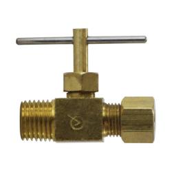 709101-0404 - 1/4 x 1/4 in Brass Needle Valve with Compression to MIP Connection
