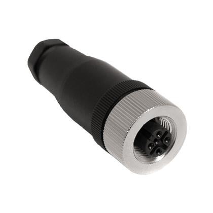 BU-12ZU02-PG9 - 3-Position M12 Female Connector, Straight Design (Pack of 8)