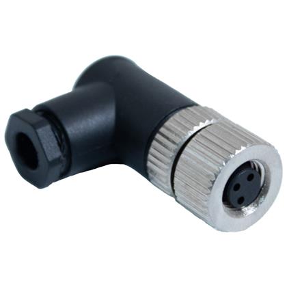 BU-8ZU06 - IP67 M8 Right Angle Connector, 3 Position, 22-26 AWG (Pack of 7)