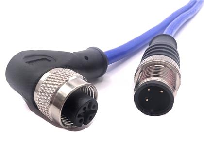 C3AD80M002 - 2M Silicone Cordset with Straight Male to Right Angle Female Connector (Pack of 6)