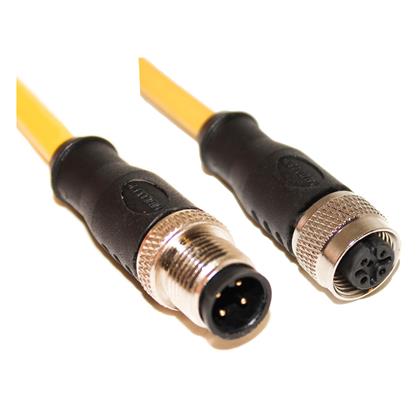 C4AC10M004 - 4M M12 Cordset, 22 AWG, Unshielded PVC, Black/Yellow (Pack of 6)