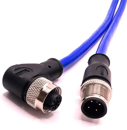 C84AD81M010 - 10M Silicone M8 Connector Cable, 4-Pin with Right Angle Connector (Pack of 4)