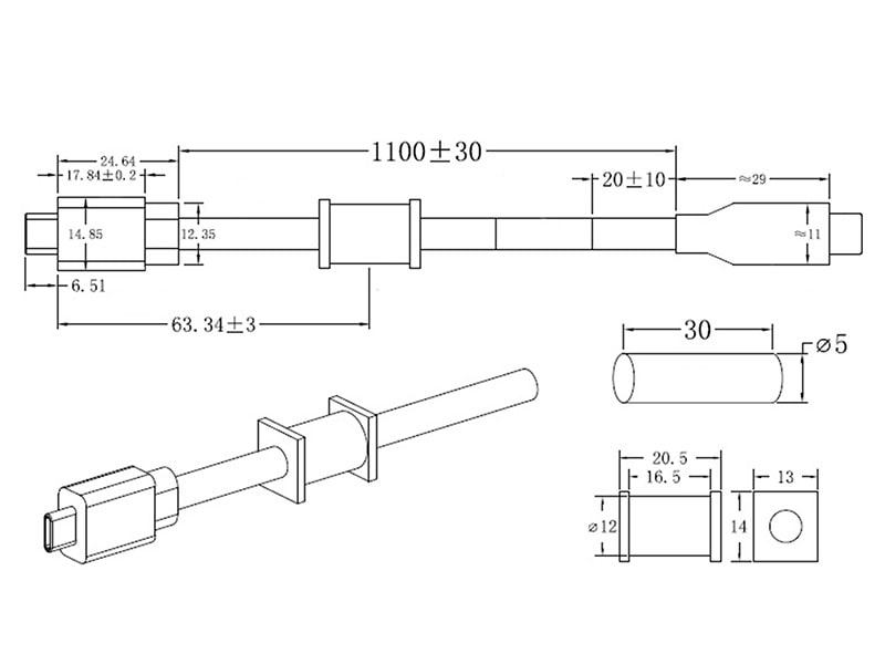 CABLE-IP-USBC Proprietary IP USB-C direct connect Cable - 1 Meter (3.28ft/100cm)