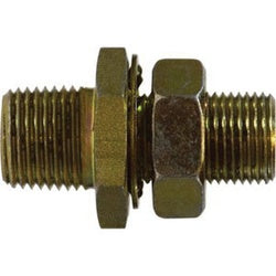 129A-391FC2 - 1/4 in FPT x 1/2 in MPT Brass Bulkhead Connector, 2.16 in Long