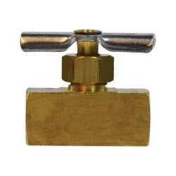 31NV - 1/8 x 1/8 in FPT Brass Needle Valve, 1.18 in Length, 150 psi, -45 to 250°F