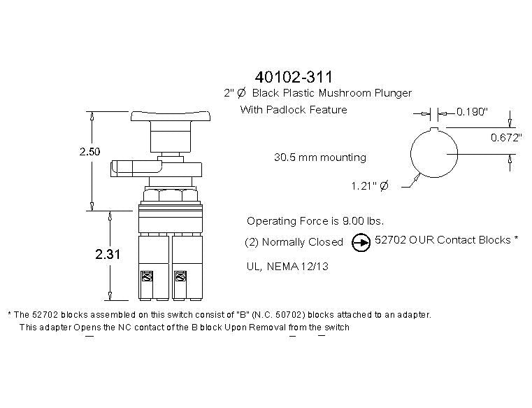 40102-311 30.5mm Mushroom and Rope Pull Operators