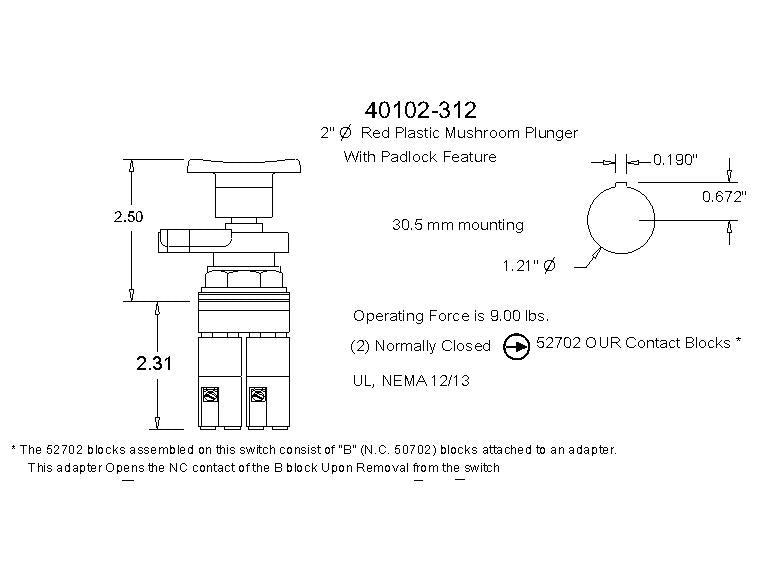 40102-312 30.5mm Mushroom and Rope Pull Operators