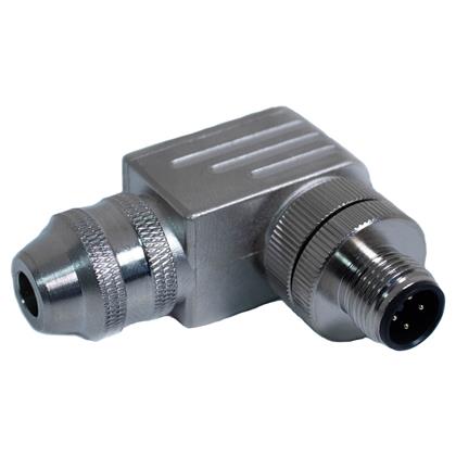 BU-12ZS43-PG9 - 4-Position M12 Right Angle Connector, 18-22 AWG, IP67 Rated (Pack of 4)