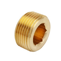 109ALFM-4 - 1/4-in Male NPTF Brass Flush Mount Countersunk Plug, 0.25 in Hex Size, 0.39 in Length