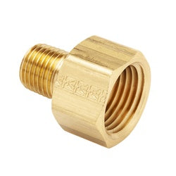 120-88 - Brass Pipe Adapter 1/2-in Female NPTF x 1/2-in Male NPTF, Hex Size 0.94 in, Length 1.31 in