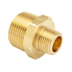123-42 - 1 in Brass Reducing Hex Nipple, 1/4-in Male NPTF x 1/8-in Male NPTF