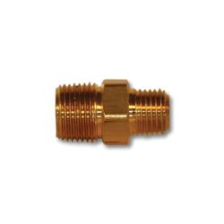 LF123-64 - 3/8 in MPT to 1/4 in MPT Reducing Hex Nipple - Lead-Free Brass