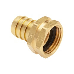 29FGH-1012H - Brass Hex Swivel Adapter, 5/8-in Hose Barb to 3/4-in Female Garden Hose
