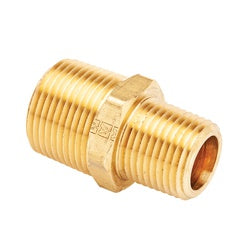23325X6X2 - Brass Reducing Hex Nipple, 3/8-in Male NPTF x 1/8-in Male NPTF, 1.22 in Length