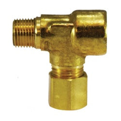 00076-0404 - 1/4 in MNPTF, FNPTF & Compression Brass Adapter Tee, 300 psi Rated