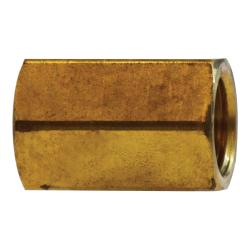 10135 - Brass Hex Union 1/4-in Female Flared x 1/4-in Female Flared, 1 in Length, 0.62 in Hex Size