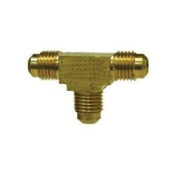 10159B - 1/4 in x 1/4 in x 1/4 in Brass Barstock Union Tee with SAE 45-Degree Flared Connections
