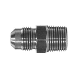 10257SS - Stainless Steel SAE 45-Degree Flare Adapter - 1/4 in Flare to 3/8 in Male NPT