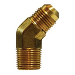 10449 - 45-Degree Elbow Fitting, 1/4-in Male Flared x 1/4-in Male NPTF, Forged Brass