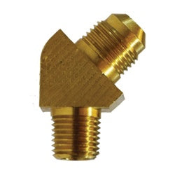 10449B - Brass 45° Barstock Elbow, 1/4 in Male SAE Flared x 1/4 in MPT, 1400 psi