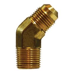 10456 - 1/2 in Male Flared x 1/2 in Male NPTF Brass 45° Hydraulic Elbow Fitting