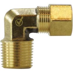 18225BLF - 1/4 in Compression x 1/4 in MIP Lead-Free Brass 90-Degree Barstock Elbow