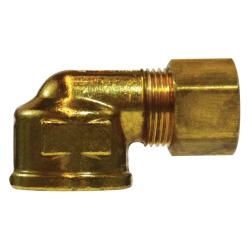 18252B - 3/16 in Compression x 1/8 in FNPTF Brass 90-Degree Barstock Elbow Fitting