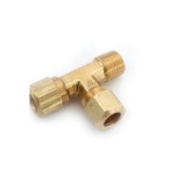 700071-0504 - 5/16 in Compression x 5/16 in Compression x 1/4 in Male NPTF Brass Run Tee Fitting