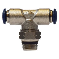 20156NA - Brass Swivel Male Branch Tee Fitting - 1/4-in x 1/4-in x 3/8-in, Nickel Plated, 290 psi