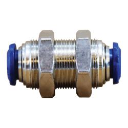 20129N - 1/2-in Push-to-Connect Nickel-Plated Brass Bulkhead Union, 1.93 in Length