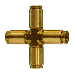 20142 - Brass Push-to-Connect Cross Fitting - 1/4-in x 1/4-in x 1/4-in x 1/4-in, -10 to 200°F