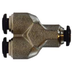 20746N - Nickel-Plated Brass Union Wye Fitting, 10mm x 10mm x 10mm, 290 psi