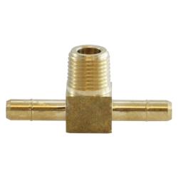 21193 - Brass Single Barb Branch Tee Fitting - 1/4 in x 1/4 in x 1/8 in, 150 psi