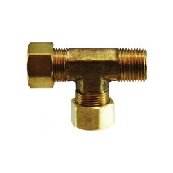 26279 - Brass Captive Sleeve Run Tee Fitting 3/8 in Compression x 1/4 in MIP x 3/8 in with Nut