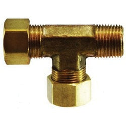 26280 - 3/8 in Compression Run Tee with Captive Sleeve Nut for Brass Plumbing Connections