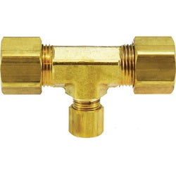 27116 - Brass Reducing Tee with Self-Align Sleeve - 1/2 in x 1/2 in x 1/4 in Compression Fitting