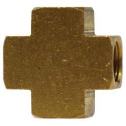 28042 - 1/4-in Female NPTF Brass Barstock Pipe Cross Fitting, 1200 psi, -65 to 250 °F